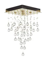 Люстра хрустальная потолочная Tesoro H 1.4.30.200 G Dio D'Arte прозрачная на 4 лампы, основание золотое в стиле классика 