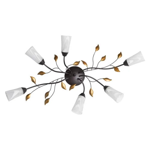Люстра потолочная Восторг 242015206 MW-Light белая на 6 ламп, основание коричневое в стиле флористика 