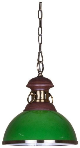 Светильник подвесной 318-503-01 Velante зелёный 1 лампа, основание бронзовое в стиле кантри 