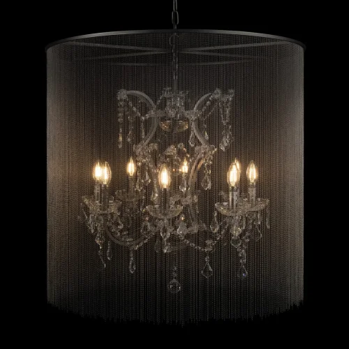 Люстра подвесная Vaille Crystal 10450/800 LOFT IT графит на 8 ламп, основание графит в стиле арт-деко цепочки фото 3