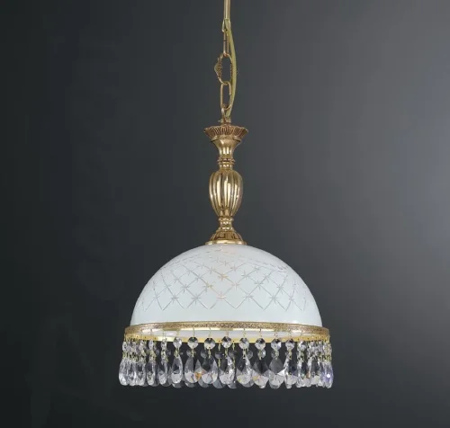 Светильник подвесной L 7100/28 Reccagni Angelo белый 1 лампа, основание золотое в стиле классический 