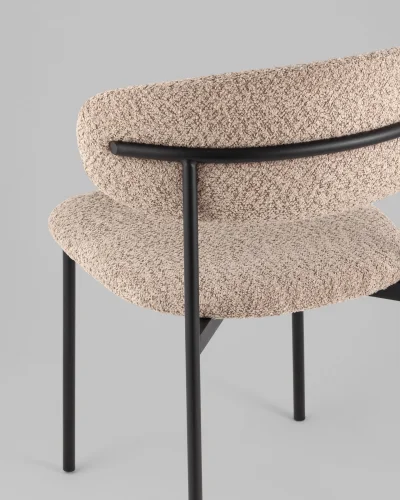 Стул Sevyn, букле кофейный УТ000040252 Stool Group, бежевый коричневый/букле, ножки/металл/чёрный, размеры - *700**** фото 3