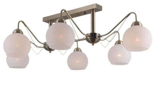 Люстра потолочная 76020/6C ANTIQUE Natali Kovaltseva белая на 6 ламп, основание бронзовое в стиле классический Люстра потолочная 76020/6C ANTIQUE Natali Kovaltseva белая на 6 ламп, основание бронзовое в стиле классический
