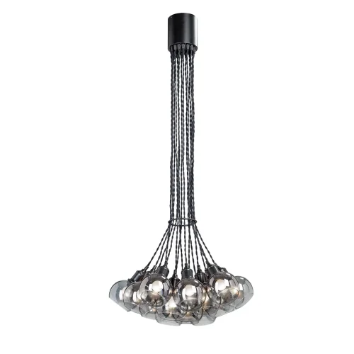 Люстра подвесная V4360-1/16S Vitaluce серая чёрная на 16 ламп, основание чёрное в стиле лофт 