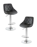 Стул барный набор 2 шт. SET-2 5007-LM LOGAN, цвет сиденья черный, цвет основания хром Dobrin, /экокожа, ножки/металл/хром, размеры - 840*1060***455*480