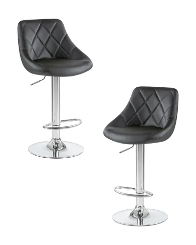 Стул барный набор 2 шт. SET-2 5007-LM LOGAN, цвет сиденья черный, цвет основания хром Dobrin, /экокожа, ножки/металл/хром, размеры - 840*1060***455*480