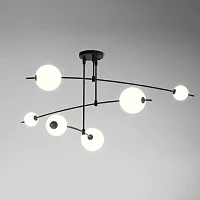 Люстра подвесная FREER M 178019-26 ImperiumLoft белая на 6 ламп, основание чёрное в стиле минимализм шар