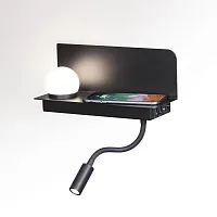Бра с выключателем LED с USB и зарядкой Smarty 4202/6WL Odeon Light чёрный 1 лампа, основание чёрное в стиле современный хай-тек 