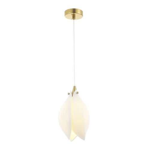 Светильник подвесной FLOWERS SP1 Crystal Lux белый 1 лампа, основание золотое в стиле флористика  фото 4