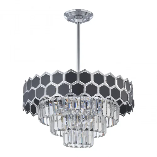 Люстра на штанге Sorrento-5009 375009/4+2/300/480 CR Arte Milano чёрная прозрачная на 6 ламп, основание хром в стиле современный 