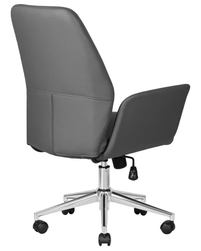 Офисное кресло для руководителя 125B-LMR SAMUEL, цвет серый Dobrin, серый/экокожа, ножки/металл/хром, размеры - 960*1060***640*650 фото 4