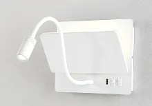 Бра с выключателем LED с usb CLT 226W250USB WH Crystal Lux белый 1 лампа, основание белое в стиле минимализм современный гибкая ножка