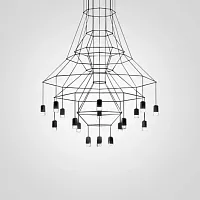 Светильник подвесной Vibia Wireflow 0315 75118-22 ImperiumLoft чёрный 18 ламп, основание чёрное в стиле лофт современный 