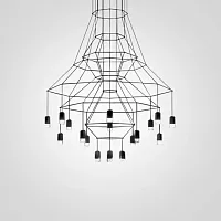 Светильник подвесной Vibia Wireflow 0315 75118-22 ImperiumLoft чёрный на 18 ламп, основание чёрное в стиле лофт современный 