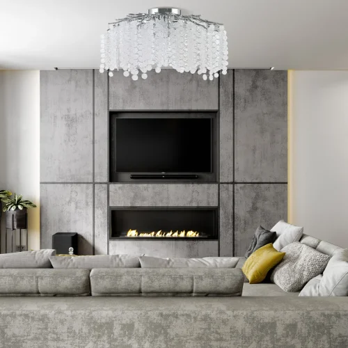 Люстра потолочная Милано-3 23312.700.6.G9.C CR Артемилано прозрачная на 6 ламп, основание хром в стиле флористика современный ветви фото 2