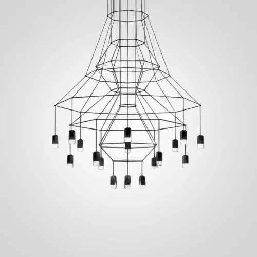 Светильник подвесной Vibia Wireflow 0315 75118-22 ImperiumLoft чёрный на 18 ламп, основание чёрное в стиле лофт современный 