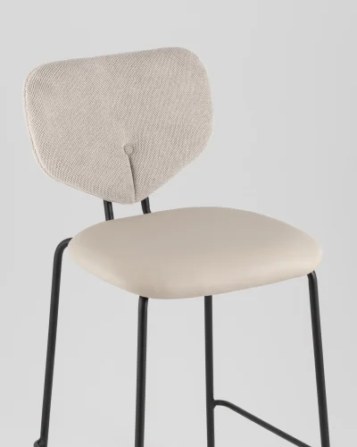 Стул полубарный Masey, бежевый, с бежевой экокожей УТ000039582 Stool Group, бежевый/рогожка, ножки/металл/чёрный, размеры - ***** фото 7