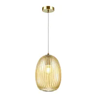 Светильник подвесной Dori 4704/1 Odeon Light жёлтый янтарный на 1 лампу, основание бронзовое в стиле современный выдувное