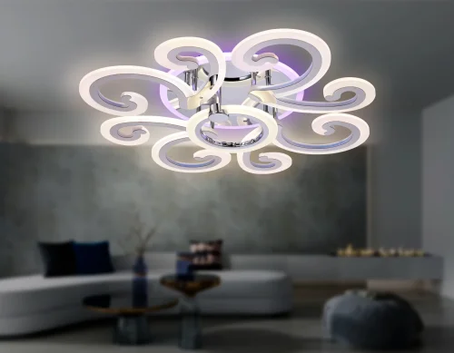 Люстра потолочная LED с пультом FA5146 Ambrella light белая хром на 1 лампа, основание хром в стиле современный хай-тек с пультом фото 3