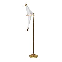 Торшер LED Birds V3074-1FL Moderli птички белый 1 лампа, основание золотое в стиле хай-тек
