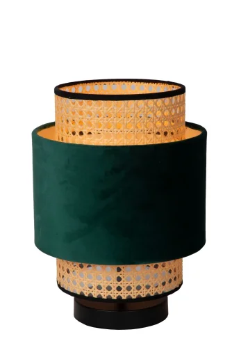 Настольная лампа Javor 34539/01/33 Lucide зелёная бежевая 1 лампа, основание чёрное металл в стиле скандинавский 