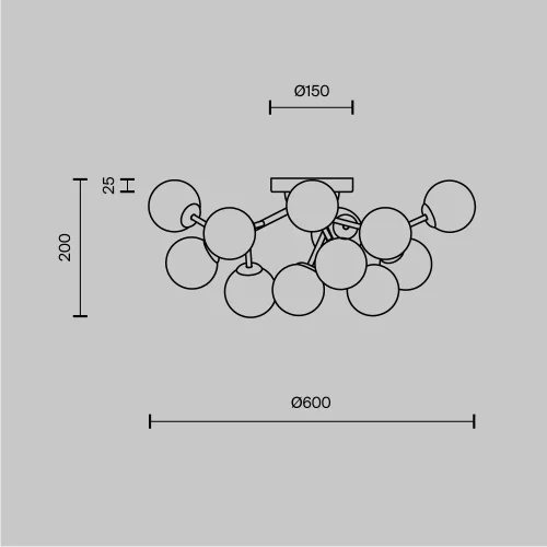 Люстра потолочная Dallas MOD545CL-12BS Maytoni белая на 12 ламп, основание золотое в стиле современный молекула фото 2