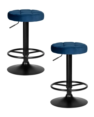 Табурет барный набор 2 шт. SET-2 5008_BlackBase-LM BRUNO BLACK, цвет сиденья синий велюр (MJ9-117), цвет основания черный Dobrin, /велюр, ножки/металл/чёрный, размеры - 610*830***360*360 Табурет барный набор 2 шт. SET-2 5008_BlackBase-LM BRUNO BLACK, цвет сиденья синий велюр (MJ9-117), цвет основания черный Dobrin, /велюр, ножки/металл/чёрный, размеры - 610*830***360*360