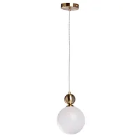Светильник подвесной Крайс 657013301 DeMarkt белый 1 лампа, основание латунь в стиле хай-тек современный шар