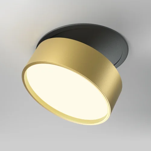 Светильник точечный LED Onda DL024-18W3K-BMG Maytoni матовый золото на 1 лампу, основание чёрное в стиле современный хай-тек круглый фото 3