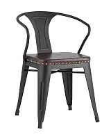 Стул TOLIX ARMS SOFT с подлокотниками черный матовый УТ000001288 Stool Group, коричневый/экокожа, ножки/металл/чёрный, размеры - ****500*550