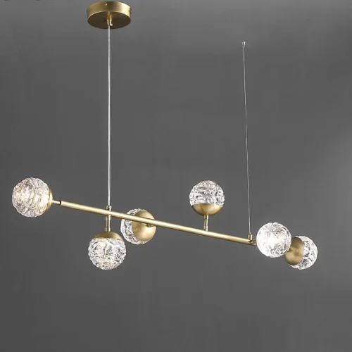 Светильник подвесной VERENA LONG 203524-23 ImperiumLoft прозрачный на 6 ламп, основание латунь в стиле современный фото 3 Светильник подвесной VERENA LONG 203524-23 ImperiumLoft прозрачный на 6 ламп, основание латунь в стиле современный фото 3