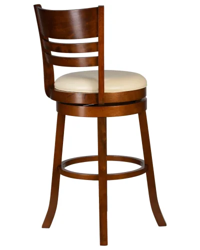 Вращающийся полубарный стул 4393-LMU WILLIAM COUNTER, цвет сиденья кремовый, цвет дерева шоколад Dobrin, кремовый/экокожа, ножки/дерево/шоколад, размеры - ****430*480 фото 4