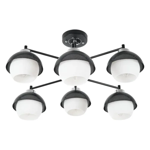 Люстра потолочная Hloya MR1781-6 MyFar белая на 6 ламп, основание чёрное в стиле современный  фото 3