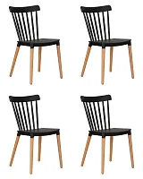 Стул обеденный набор 4 шт. SET-4 687PP-LMZL THEO, цвет чёрный (B-03), цвет основания светлый бук Dobrin, /полимер, ножки/дерево/светлый бук, размеры - *840***460*500