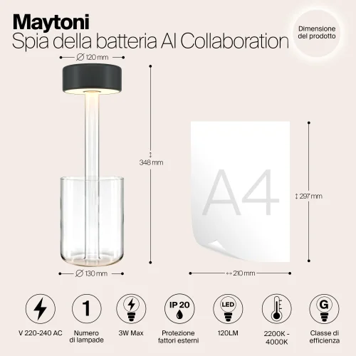 Настольная лампа LED AI Collaboration MOD229TL-L3B3K1 Maytoni чёрная на 1 лампу, основание прозрачное стекло в стиле хай-тек современный беспроводная зарядка фото 5