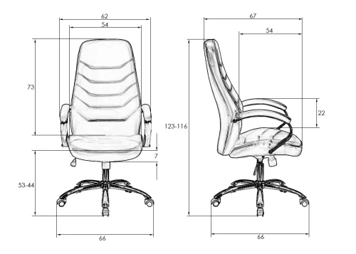 Офисное кресло для руководителей 115B-LMR WILLIS, цвет чёрный Dobrin, чёрный/экокожа, ножки/металл/хром, размеры - 1160*1230***660*670 фото 8