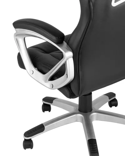 Кресло спортивное TopChairs Continental, черное УТ000004571 Stool Group, чёрный/экокожа, ножки/металл/хром, размеры - ****640*650 фото 4