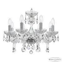 Люстра подвесная 117/8/165 Ni Bohemia Ivele Crystal без плафона на 8 ламп, основание прозрачное никель в стиле классика sp