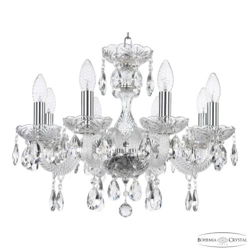 Люстра подвесная 117/8/165 Ni Bohemia Ivele Crystal без плафона на 8 ламп, основание прозрачное никель в стиле классический sp