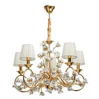 Люстра подвесная Сицилия 282011905 Chiaro белая на 5 ламп, основание золотое в стиле классический флористика 