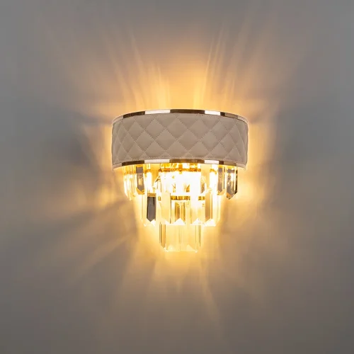 Бра Annabelle A1008AP-2GO Arte Lamp прозрачный бежевый на 2 лампы, основание золотое в стиле классический арт-деко  фото 2