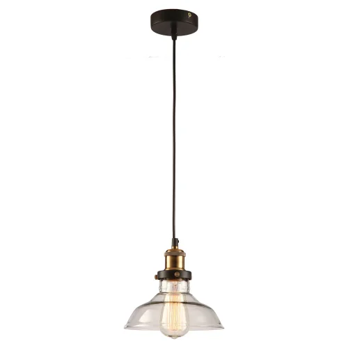 Светильник подвесной лофт Glen Cove GRLSP-9606 Lussole прозрачный 1 лампа, основание чёрное в стиле лофт  фото 2