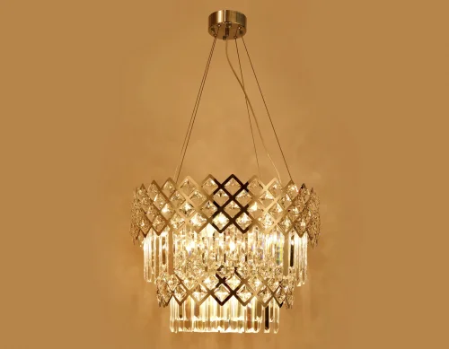 Люстра подвесная Traditional TR5273 Ambrella light прозрачная на 8 ламп, основание хром в стиле классический  фото 6