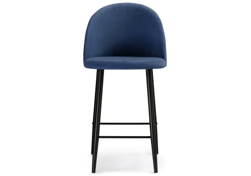 Барный стул Амизуре темно-синий / черный матовый 448662 Woodville, синий/велюр, ножки/металл/чёрный, размеры - ****480*530 фото 2