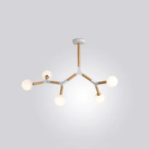 Люстра подвесная FORMULA 5 lamps 207821-26 ImperiumLoft белая на 5 ламп, основание белое в стиле современный 