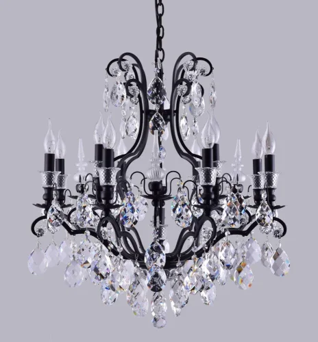 Люстра подвесная MAGNIFICO SP13 BLACK/TRANSPARENT Crystal Lux без плафона на 13 ламп, основание чёрное в стиле классический фото 3