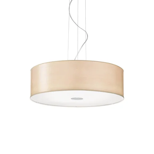 Светильник подвесной WOODY SP5 WOOD Ideal Lux бежевый на 5 ламп, основание хром в стиле современный 