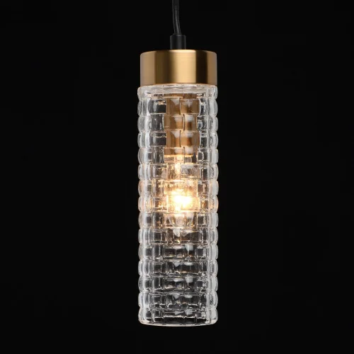 Светильник подвесной Фьюжн 392018304 DeMarkt прозрачный 4 лампы, основание чёрное в стиле модерн трубочки фото 5
