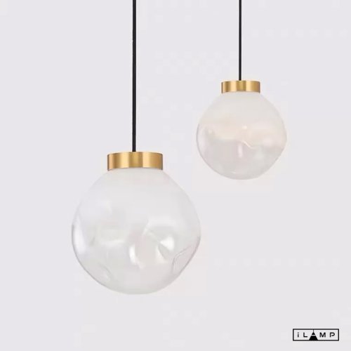Светильник подвесной Pear 8648P/L GL-WH iLamp белый 1 лампа, основание золотое в стиле арт-деко современный шар выдувное фото 2