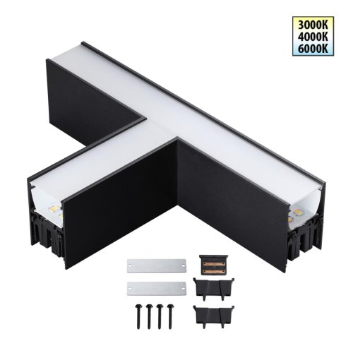 Светильник соединитель «Т» с переключателем цветовой темперетуры Fatto 359611 Novotech чёрный на 1 лампу, основание чёрное в стиле хай-тек современный  Светильник соединитель «Т» с переключателем цветовой темперетуры Fatto 359611 Novotech чёрный на 1 лампу, основание чёрное в стиле хай-тек современный